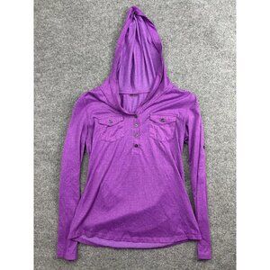 Marmot Hoodie Shirt Womens Small Purple Henley Lightweight Pullover Pockets